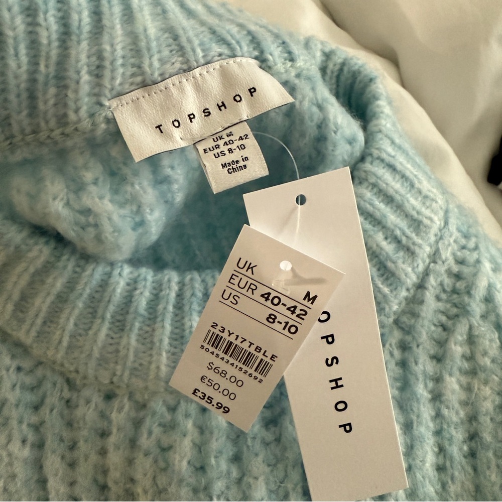 Topshop Light Blue Ribbed Sweater - Picture 3 of 4